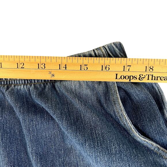 LL Bean Perfect Fit Denim Pants Women’s XL Stonewashed High Rise Tapered Elastic - Picture 8 of 16